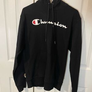 Champion Black Hoodie with Logo